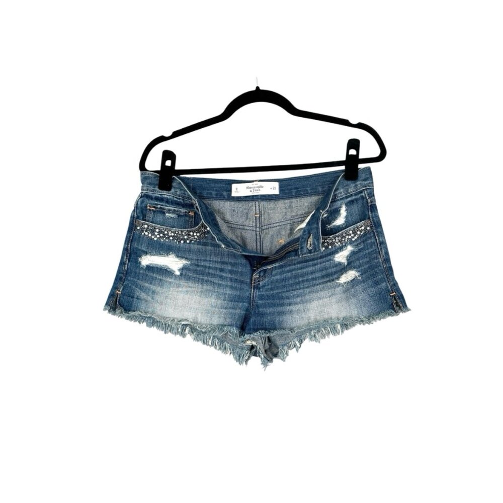 Abercrombie & Fitch Distressed Beaded Denim Shorts - Picture 2 of 5